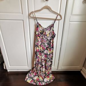 Floral Spaghetti Strap Summer Dress, Wolf Fabel, Size Medium